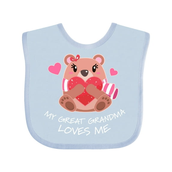 Inktastic My Great Grandma Loves Me Bear and Hearts Boys or Girls Baby Bib