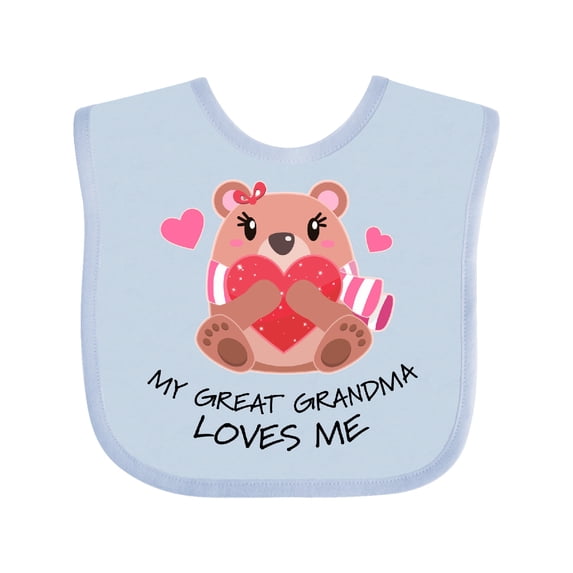Inktastic My Great Grandma Loves Me- Bear and Hearts Boys or Girls Baby Bib