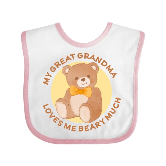 Inktastic My Great Grandma Loves Me Beary Much Boys or Girls Baby Bib