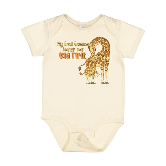 Inktastic My Great Grandma Loves Me Big Time Cute Giraffe Family Boys or Girls Baby Bodysuit