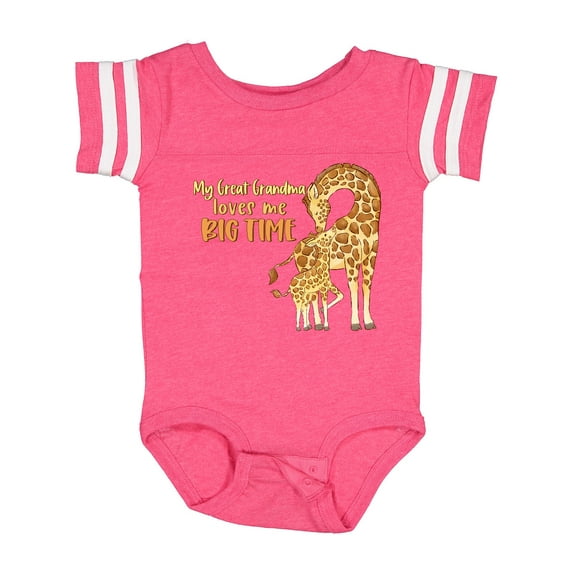 Inktastic My Great Grandma Loves Me Big Time Cute Giraffe Family Boys or Girls Baby Bodysuit