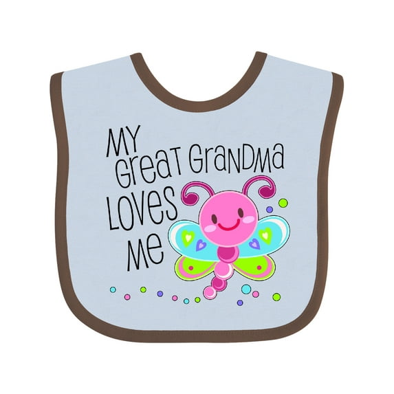 Inktastic My Great Grandma Loves Me Cute Dragonfly Boys or Girls Baby Bib