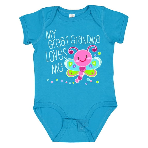 Inktastic My Great Grandma Loves Me Cute Dragonfly Boys or Girls Baby Bodysuit