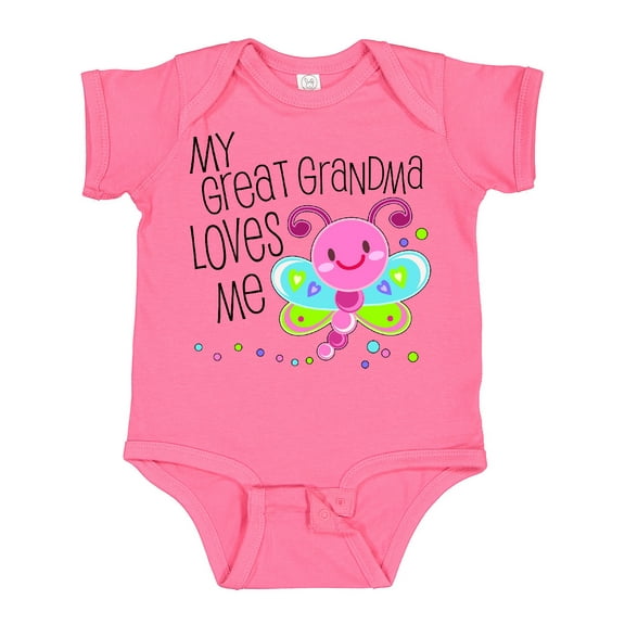 Inktastic My Great Grandma Loves Me Cute Dragonfly Boys or Girls Baby Bodysuit