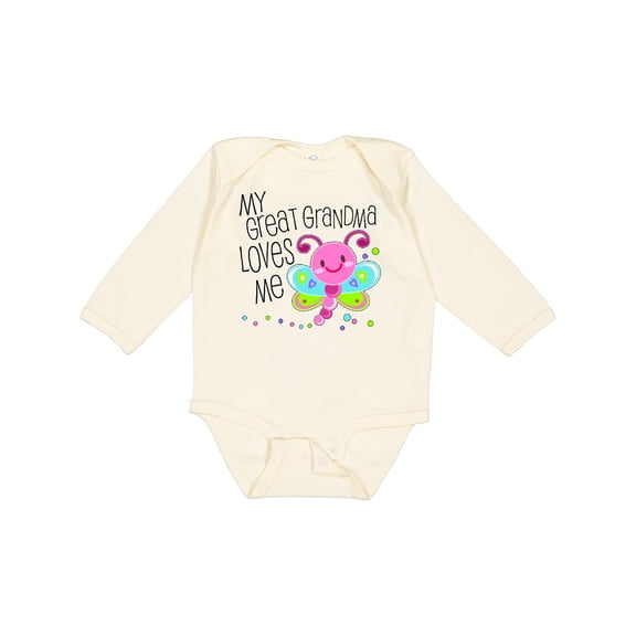 Inktastic My Great Grandma Loves Me Cute Dragonfly Boys or Girls Long Sleeve Baby Bodysuit
