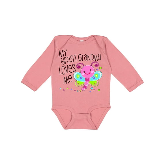 Inktastic My Great Grandma Loves Me Cute Dragonfly Boys or Girls Long Sleeve Baby Bodysuit