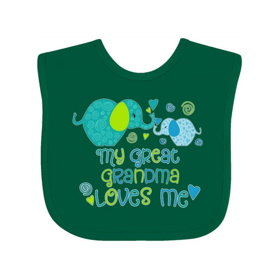 Inktastic My Great Grandma Loves Me Cute Elephants Boys or Girls Baby Bib
