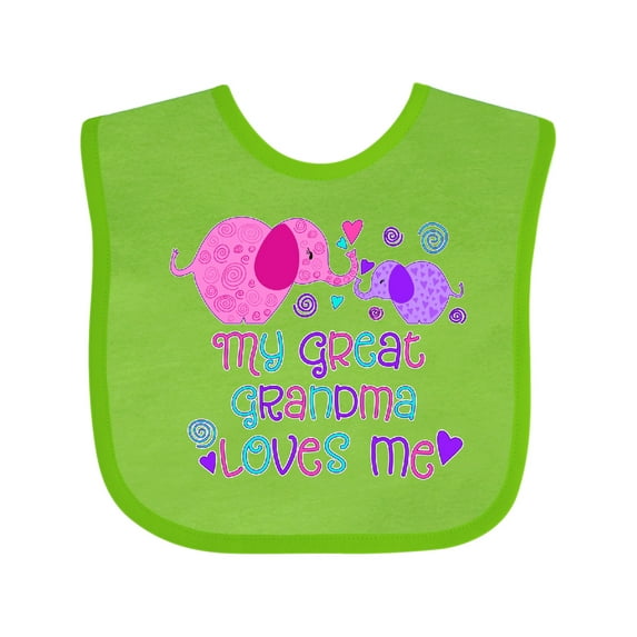 Inktastic My Great Grandma Loves Me Cute Elephants Boys or Girls Baby Bib
