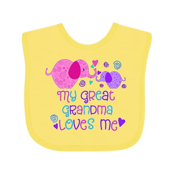 Inktastic My Great Grandma Loves Me Cute Elephants Boys or Girls Baby Bib