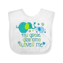 Inktastic My Great Grandma Loves Me Cute Elephants Boys or Girls Baby Bib