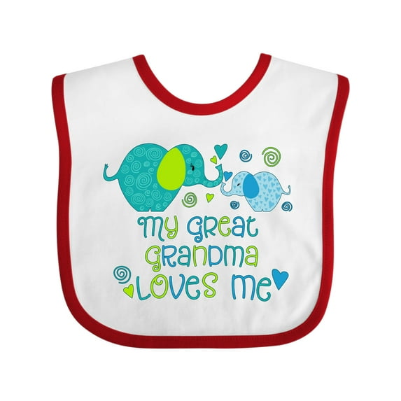 Inktastic My Great Grandma Loves Me Cute Elephants Boys or Girls Baby Bib