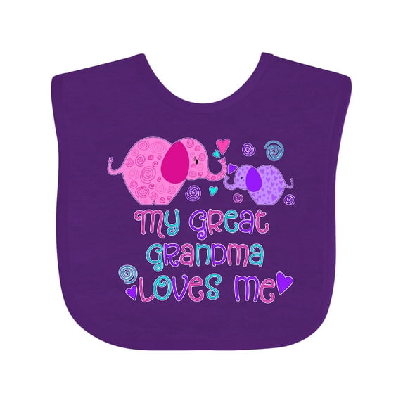 Inktastic My Great Grandma Loves Me Cute Elephants Boys or Girls Baby Bib