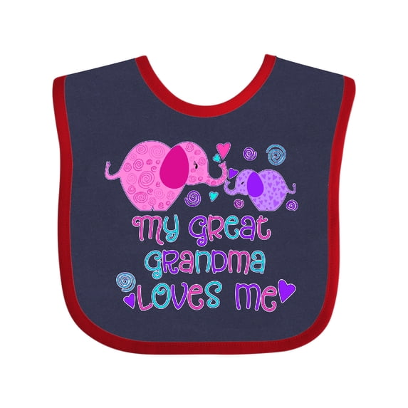 Inktastic My Great Grandma Loves Me Cute Elephants Boys or Girls Baby Bib