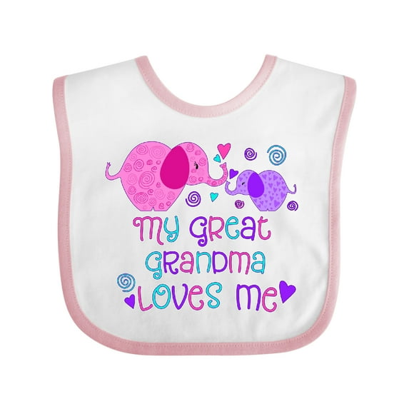 Inktastic My Great Grandma Loves Me Cute Elephants Boys or Girls Baby Bib