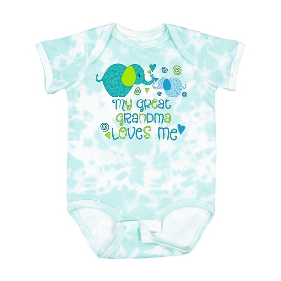 Inktastic My Great Grandma Loves Me Cute Elephants Boys or Girls Baby Bodysuit