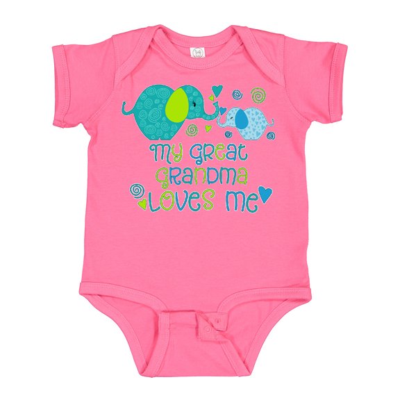 Inktastic My Great Grandma Loves Me Cute Elephants Boys or Girls Baby Bodysuit
