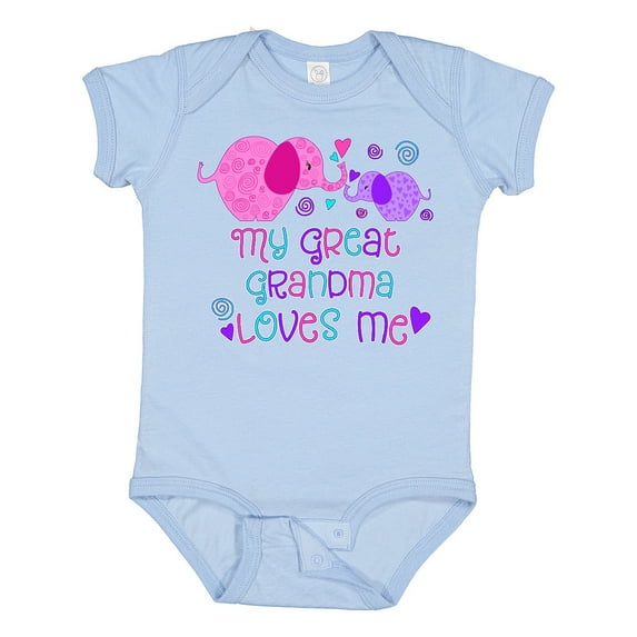 Inktastic My Great Grandma Loves Me Cute Elephants Boys or Girls Baby Bodysuit