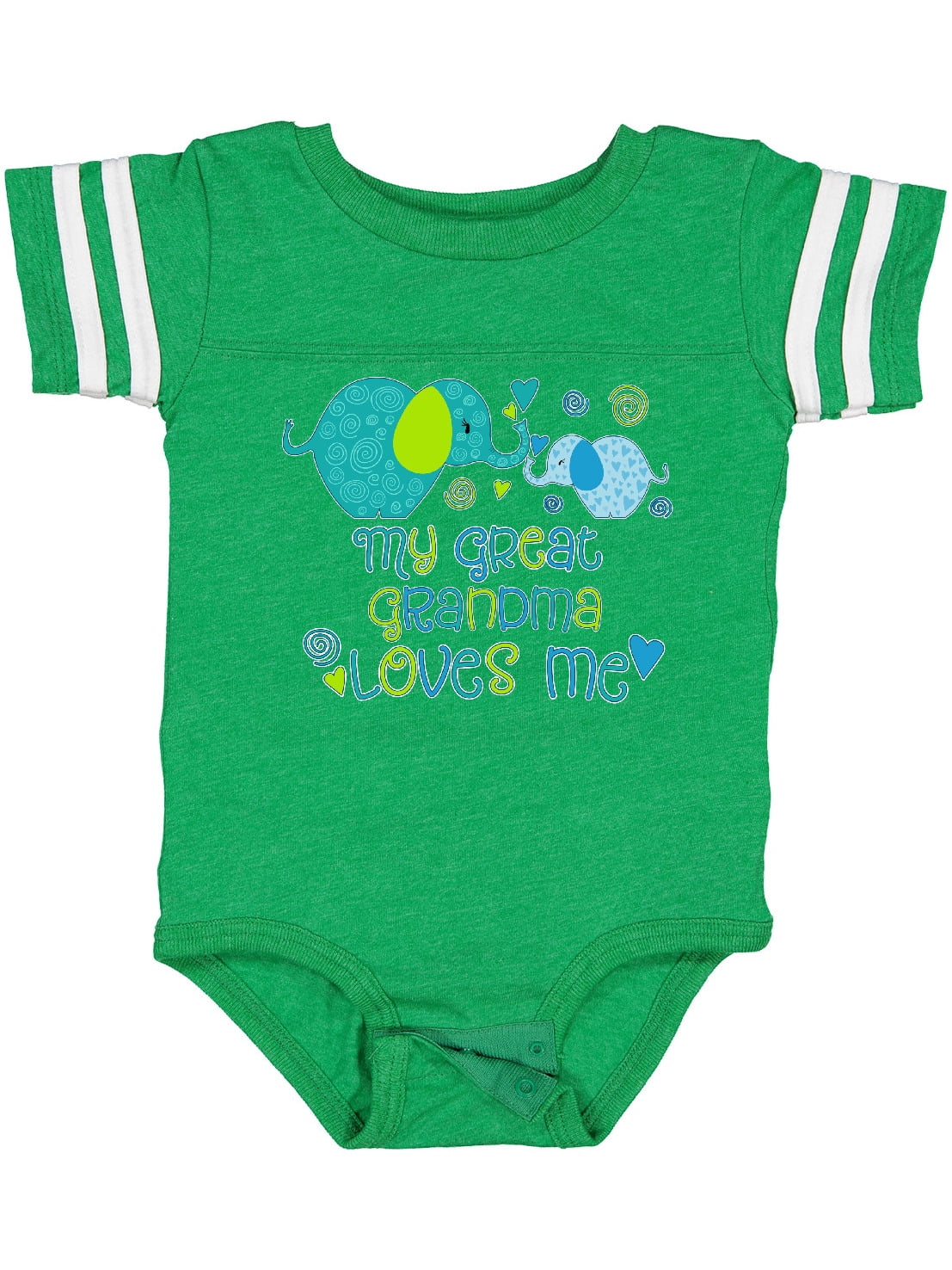 Inktastic My Great Grandma Loves Me Cute Elephants Boys or Girls Baby Bodysuit