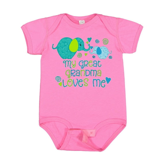 Inktastic My Great Grandma Loves Me Cute Elephants Boys or Girls Baby Bodysuit