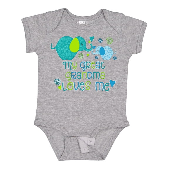 Inktastic My Great Grandma Loves Me Cute Elephants Boys or Girls Baby Bodysuit