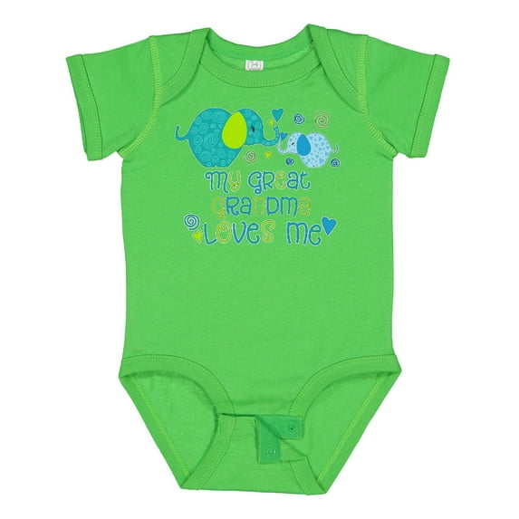 Inktastic My Great Grandma Loves Me Cute Elephants Boys or Girls Baby Bodysuit