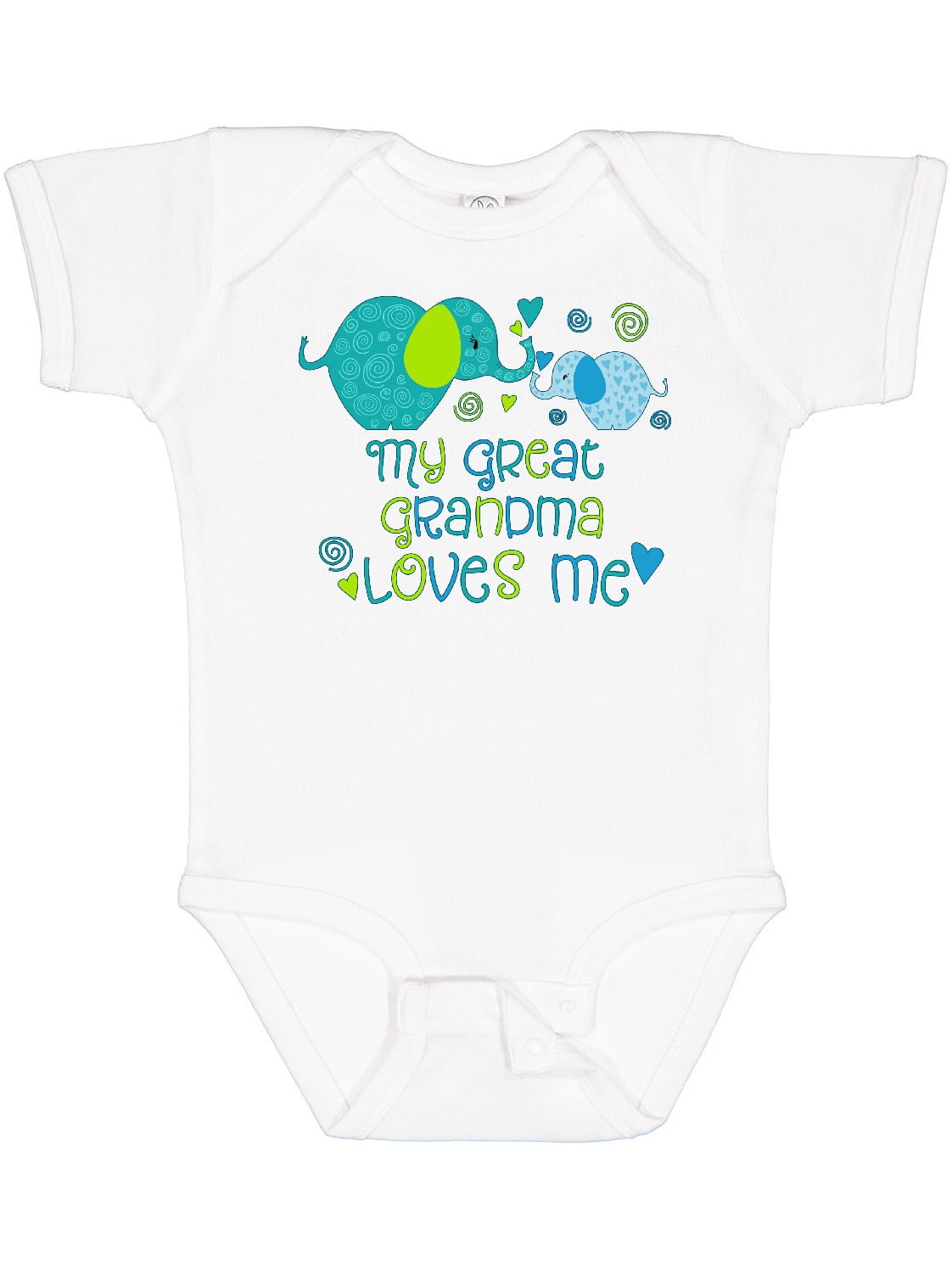 Inktastic My Great Grandma Loves Me Cute Elephants Boys or Girls Baby Bodysuit