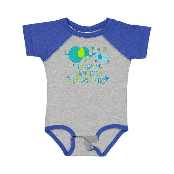 Inktastic My Great Grandma Loves Me Cute Elephants Boys or Girls Baby Bodysuit
