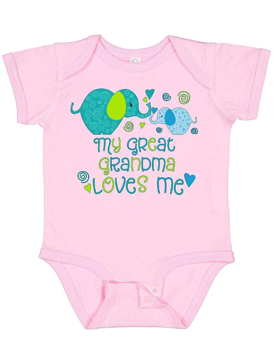 Inktastic My Great Grandma Loves Me Cute Elephants Boys or Girls Baby Bodysuit
