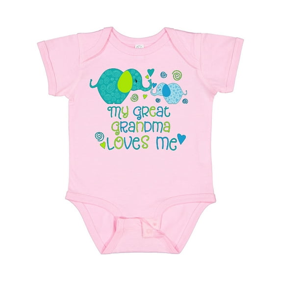 Inktastic My Great Grandma Loves Me Cute Elephants Boys or Girls Baby Bodysuit