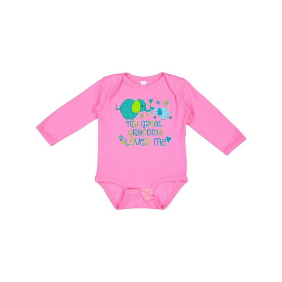 Inktastic My Great Grandma Loves Me- Cute Elephants Boys or Girls Long Sleeve Baby Bodysuit