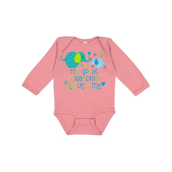 Inktastic My Great Grandma Loves Me Cute Elephants Boys or Girls Long Sleeve Baby Bodysuit