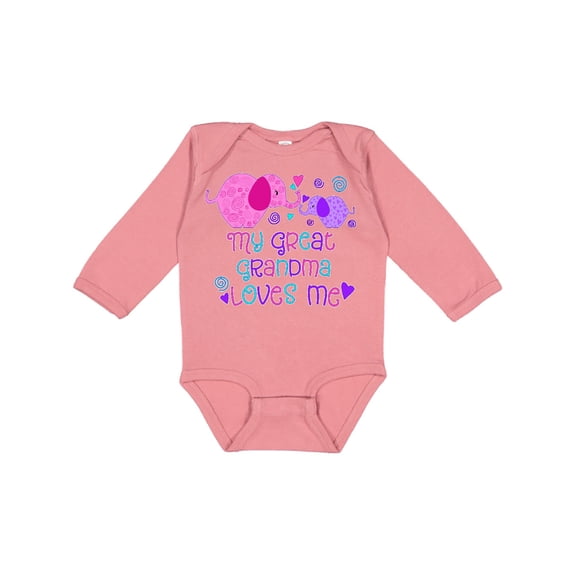 Inktastic My Great Grandma Loves Me Cute Elephants Boys or Girls Long Sleeve Baby Bodysuit
