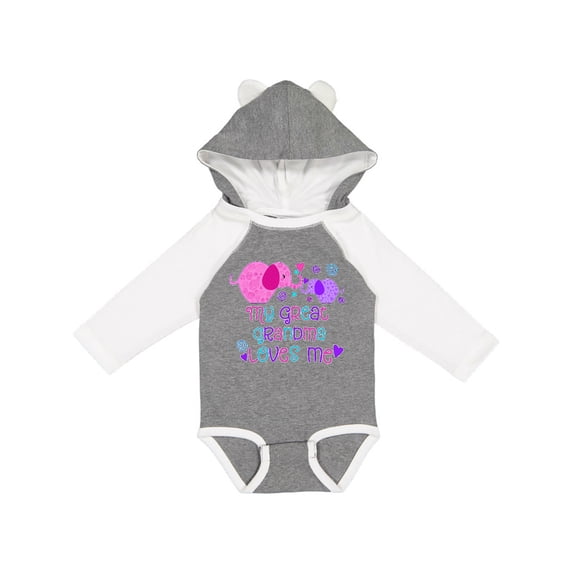 Inktastic My Great Grandma Loves Me Cute Elephants Boys or Girls Long Sleeve Baby Bodysuit