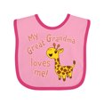 thumbnail image 1 of Inktastic My Great Grandma Loves Me Cute Giraffe Boys or Girls Baby Bib, 1 of 4