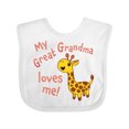 thumbnail image 1 of Inktastic My Great Grandma Loves Me Cute Giraffe Boys or Girls Baby Bib, 1 of 4