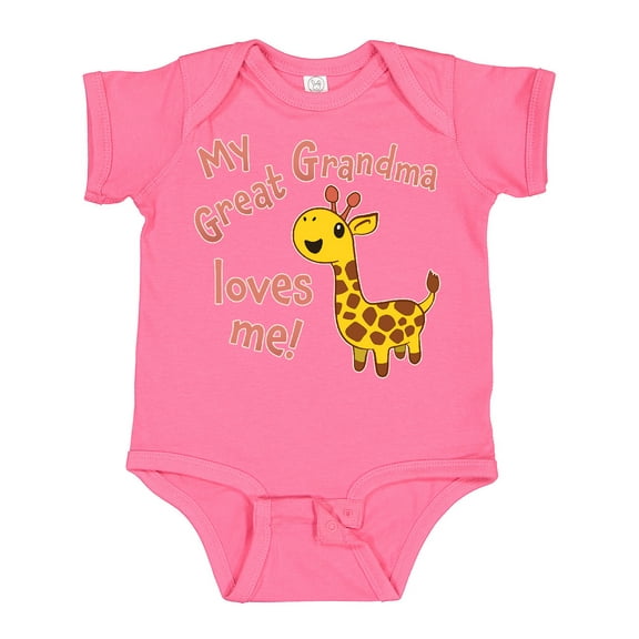 Inktastic My Great Grandma Loves Me Cute Giraffe Boys or Girls Baby Bodysuit