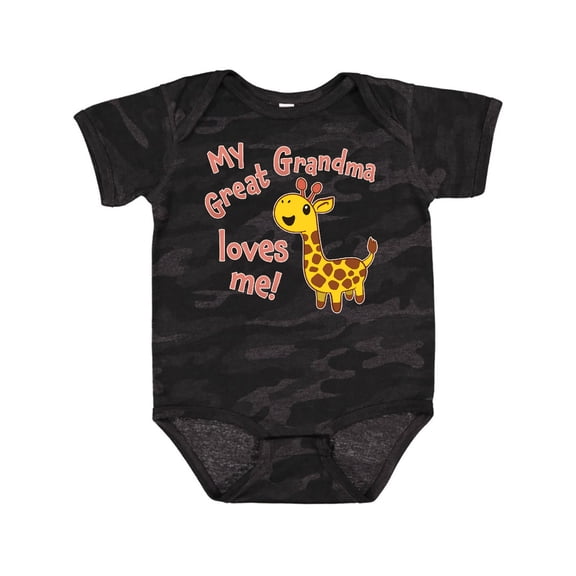 Inktastic My Great Grandma Loves Me Cute Giraffe Boys or Girls Baby Bodysuit