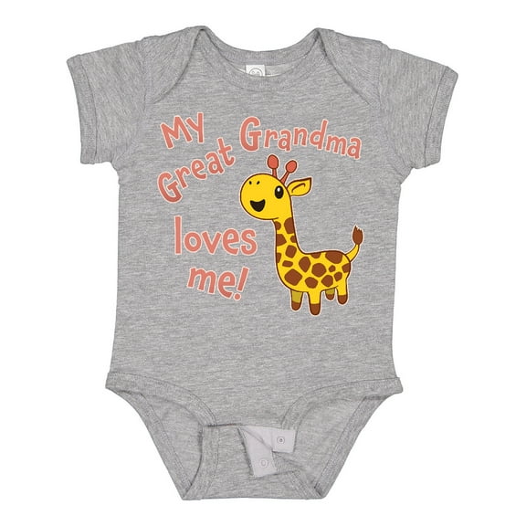 Inktastic My Great Grandma Loves Me Cute Giraffe Boys or Girls Baby Bodysuit