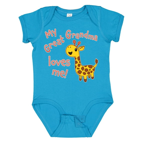 Inktastic My Great Grandma Loves Me Cute Giraffe Boys or Girls Baby Bodysuit
