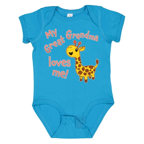 Inktastic My Great Grandma Loves Me Cute Giraffe Boys or Girls Baby Bodysuit