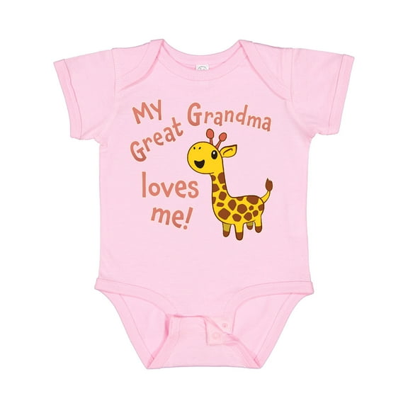 Inktastic My Great Grandma Loves Me Cute Giraffe Boys or Girls Baby Bodysuit