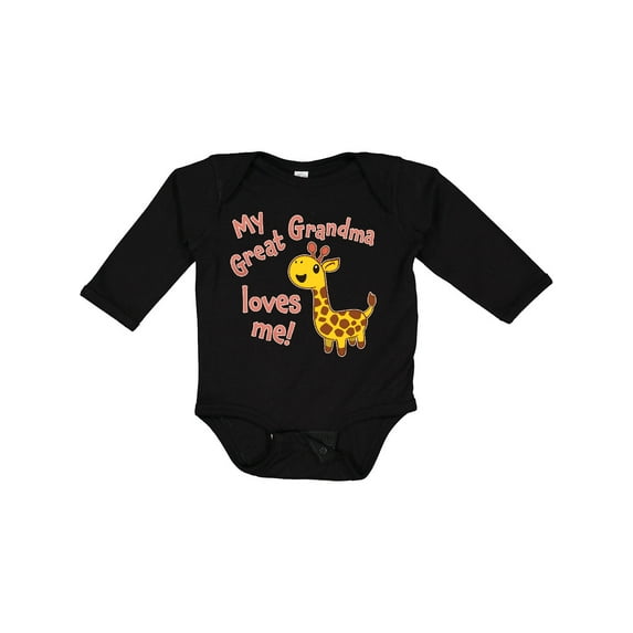Inktastic My Great Grandma Loves Me- Cute Giraffe Boys or Girls Long Sleeve Baby Bodysuit