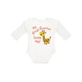 thumbnail image 1 of Inktastic My Great Grandma Loves Me- Cute Giraffe Boys or Girls Long Sleeve Baby Bodysuit, 1 of 5