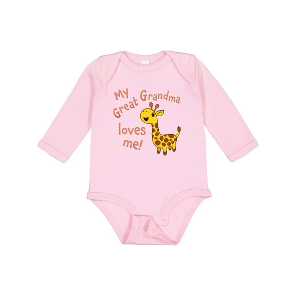Inktastic My Great Grandma Loves Me- Cute Giraffe Boys or Girls Long Sleeve Baby Bodysuit