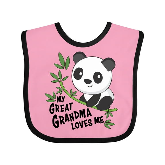 Inktastic My Great Grandma Loves Me Cute Panda Boys or Girls Baby Bib