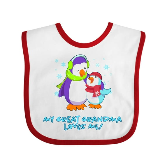 Inktastic My Great Grandma Loves Me Cute Penguins Boys or Girls Baby Bib