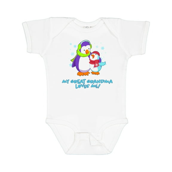 Inktastic My Great Grandma Loves Me Cute Penguins Boys or Girls Baby Bodysuit