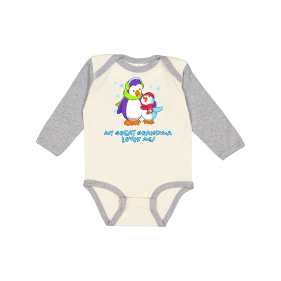 Inktastic My Great Grandma Loves Me Cute Penguins Boys or Girls Long Sleeve Baby Bodysuit