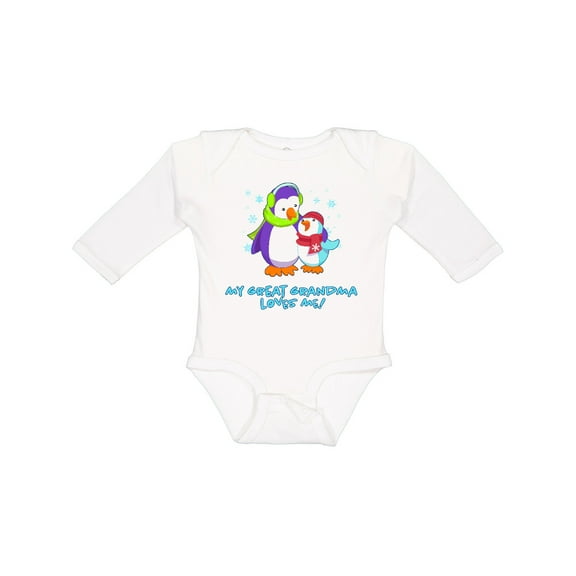 Inktastic My Great Grandma Loves Me Cute Penguins Boys or Girls Long Sleeve Baby Bodysuit