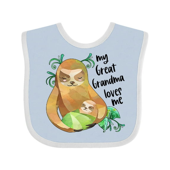 Inktastic My Great Grandma Loves Me Cute Sloth and Baby Boys or Girls Baby Bib
